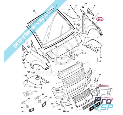 Aile avant gauche adaptable en plastique ABS pour Microcar Mc1 Mc2