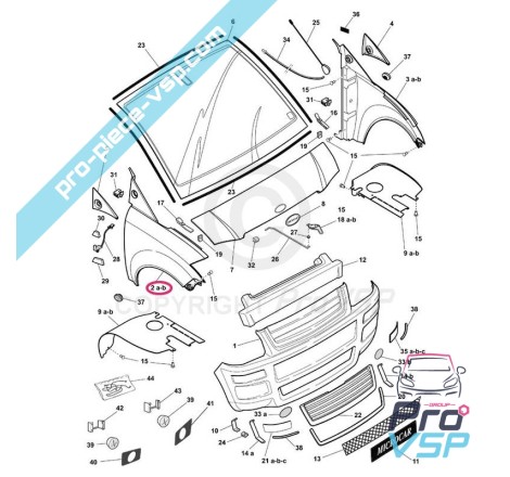 Abs plástico adaptável da asa dianteira direita para Microcar Mc1 Mc2