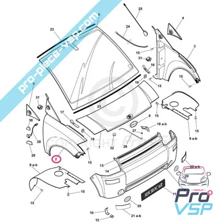 Oikea etusivu sopeutuva muovi ABS Microcar Mc1 Mc2