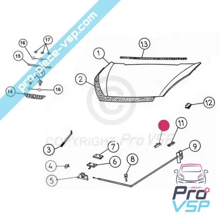 Vänster huva gångjärns ursprung för Aixam