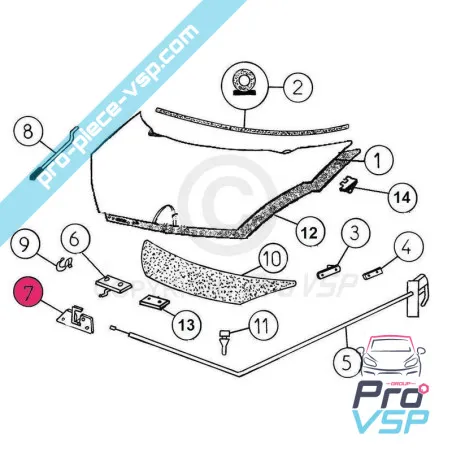 Hood lock for Aixam Minauto Mega