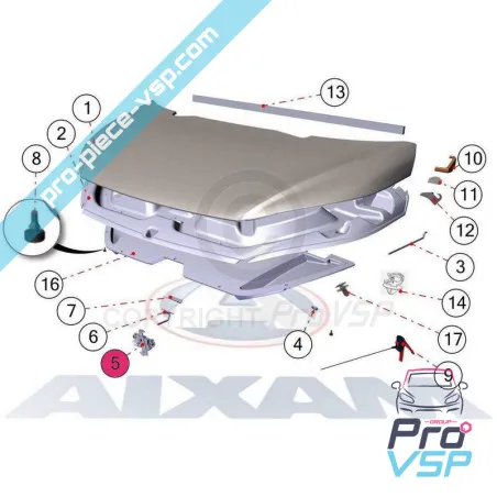 Hood lock for Aixam Minauto Mega