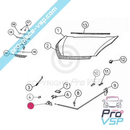 Hood lock for Aixam Minauto Mega