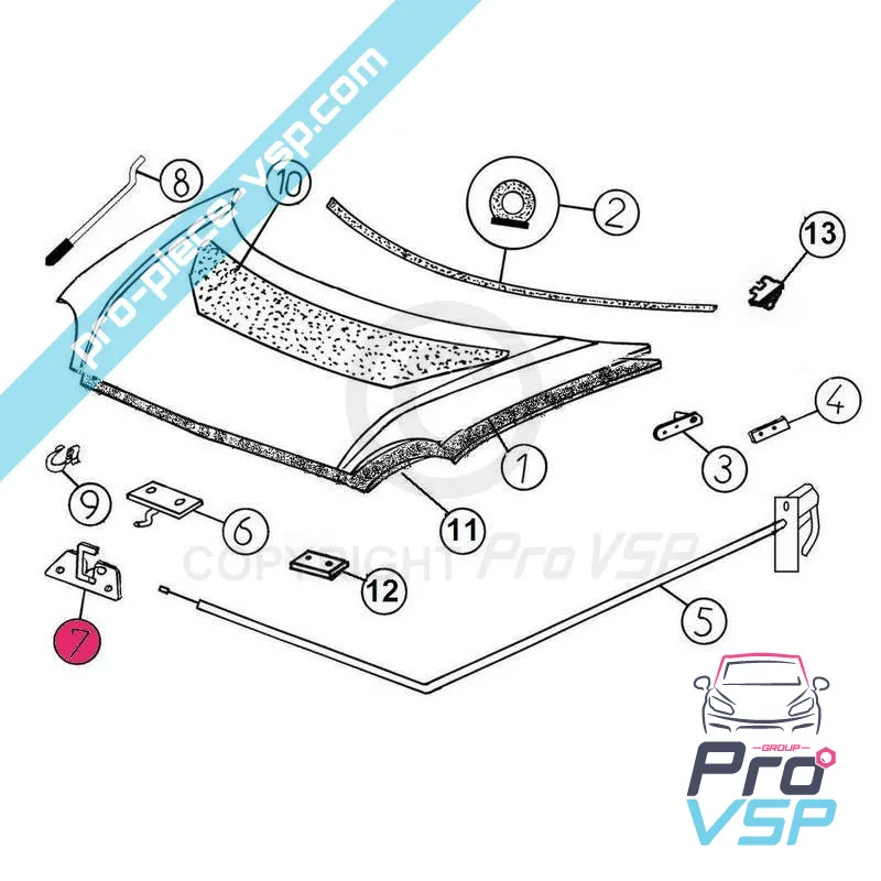 Hood lock for Aixam Minauto Mega