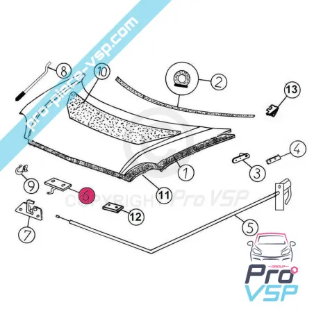 Gâche de capot pour Aixam