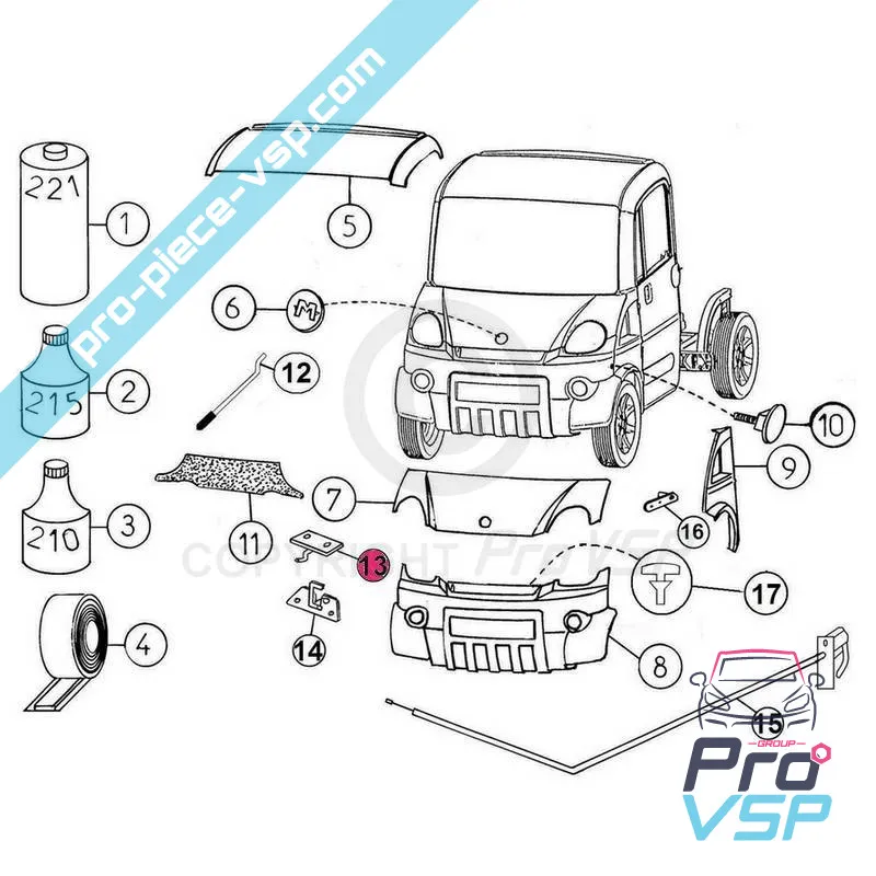 Gâche de capot pour Aixam