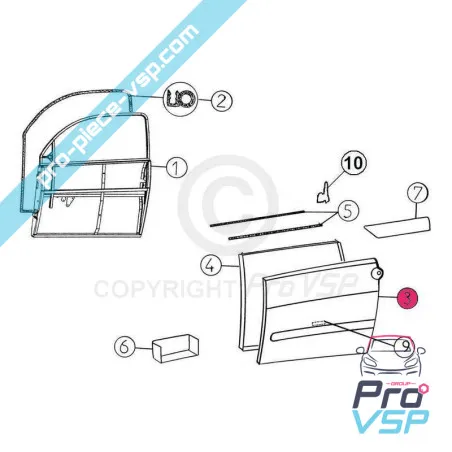 Pannello per esterni in plastica ABS adattabile per porta in plastica per Aixam