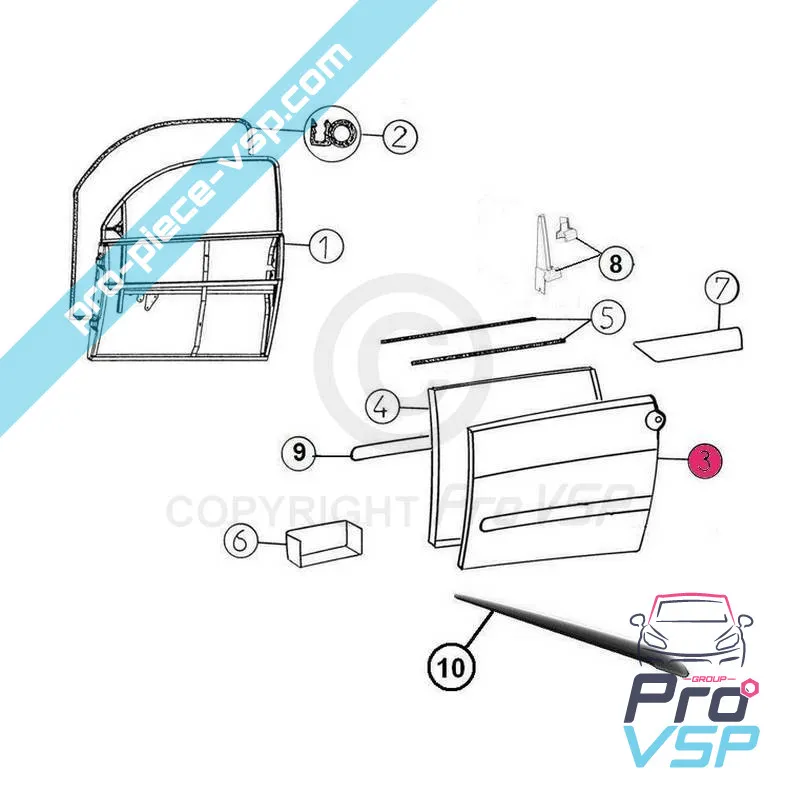 Panneau extérieur de porte gauche adaptable en plastique ABS pour Aixam Impulsion Vision