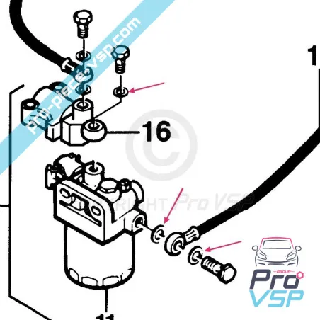 Solenoid valve joint / 14x18x1.5 mm