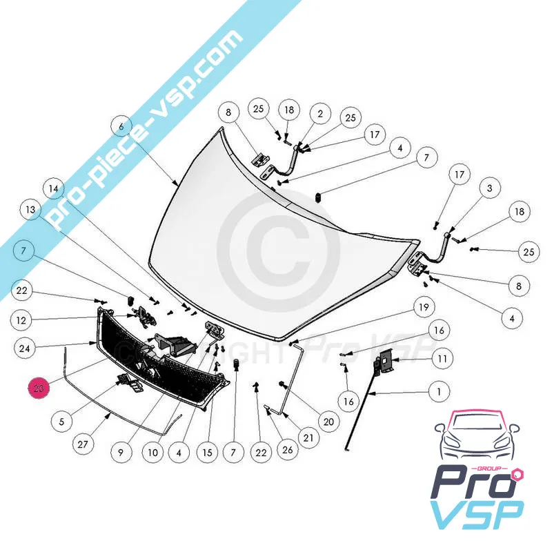 Hood lock holder for Ligier Xtoo 1 2 max