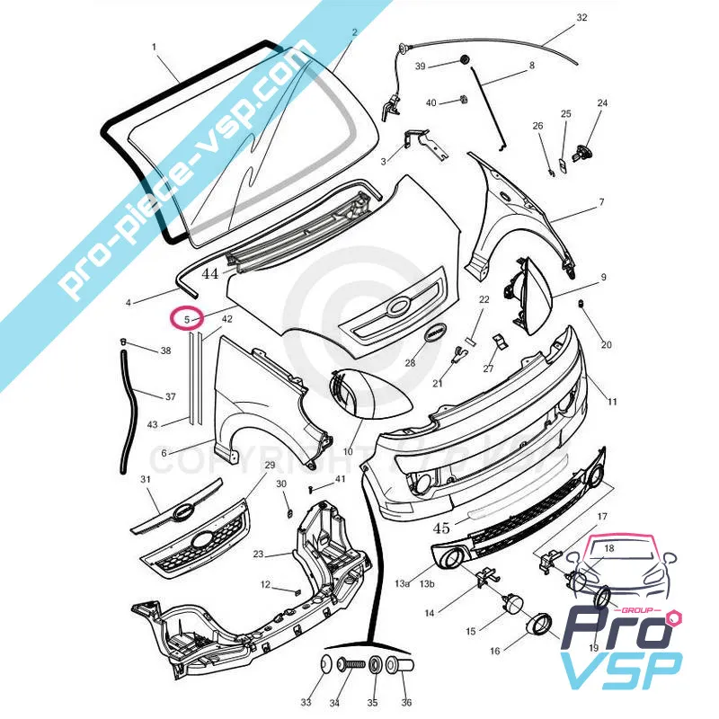 Capot adaptable en plastique ABS pour Microcar Mgo 1