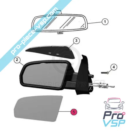Espejo del espejo derecho para Aixam Impulsion Vision