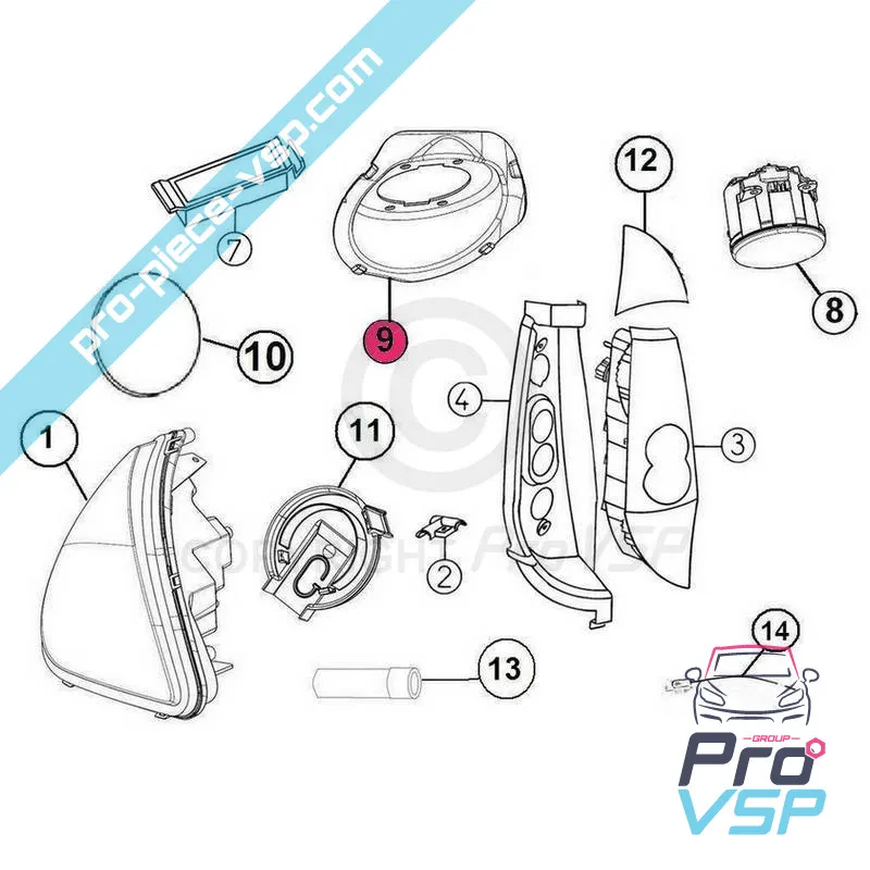 Vänster dimma fäste för aixam city crossline scouty roadline