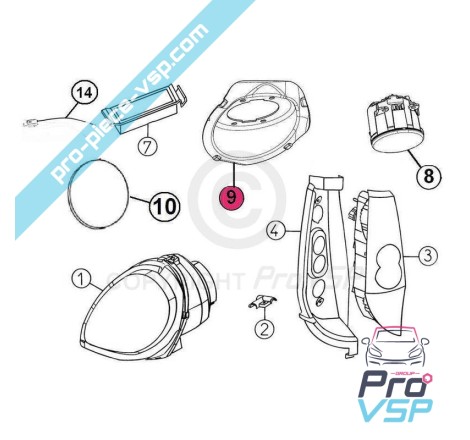 Suporte de névoa direita para Aixam A721 A741 A751 Crossline Scouty