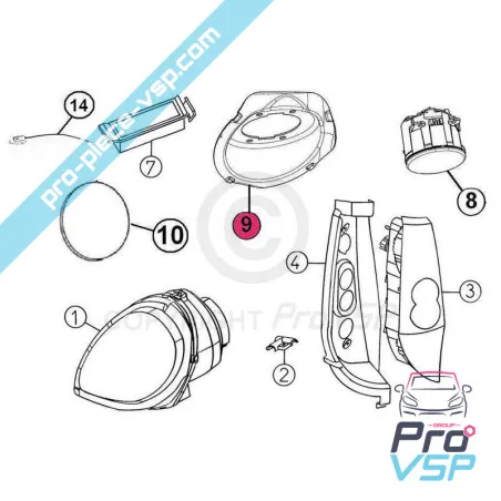 Suporte de nevoeiro esquerdo para Aixam A721 A741 A751 Crossline Scouty