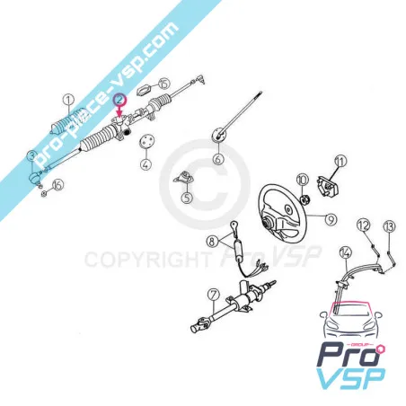 Original styrstång för Aixam