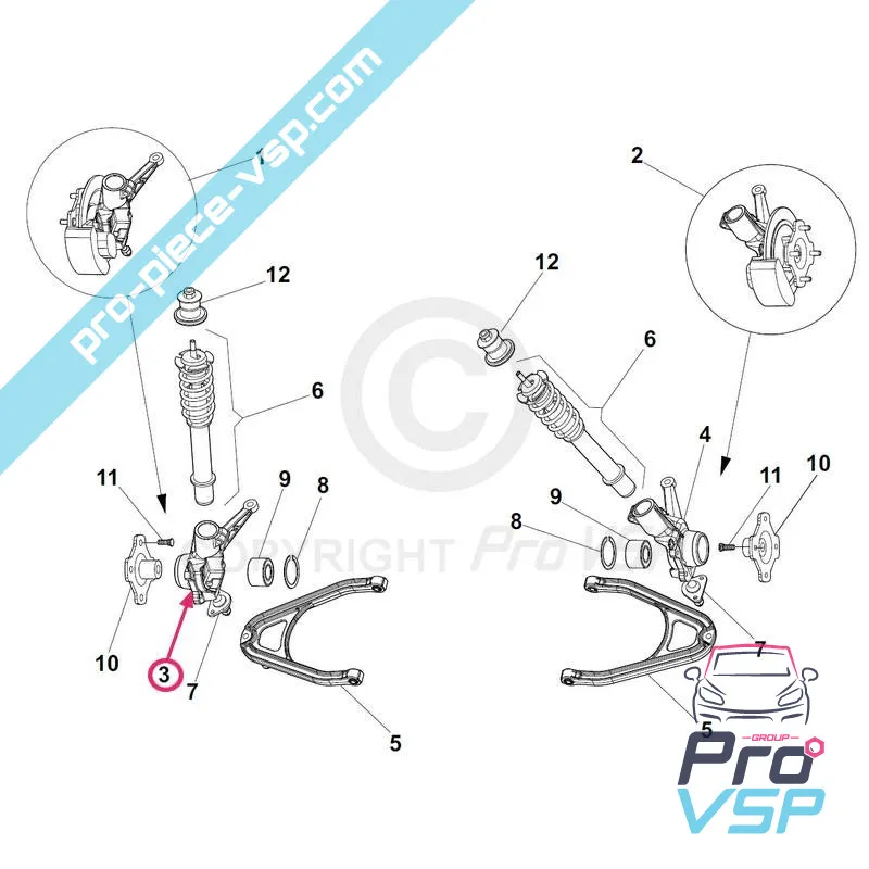 Soporte de centro derecho adaptable para Grecav
