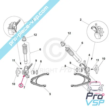 Soporte de centro derecho adaptable para Grecav