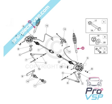 Amortisseur avant origine pour ligier js50 js50l ( premier montage )