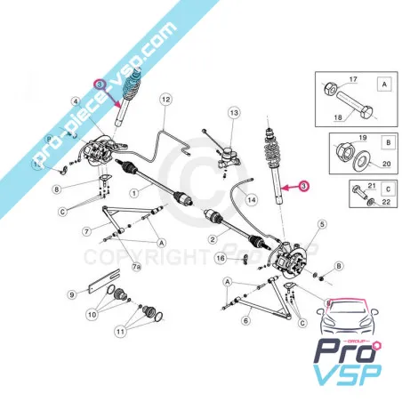 Amortisseur avant origine pour ligier js50 js50l ( premier montage )