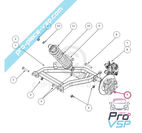 Hub da roda traseira para Ligier Nova