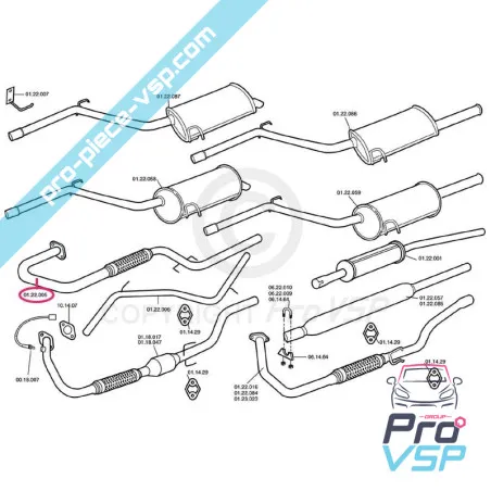 Collecteur d'échappement avec flexible pour chatenet barooder , speedino avec moteur Lombardini Focs diesel