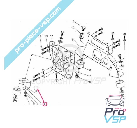 Silent bloc moteur origine pour Italcar et Tasso