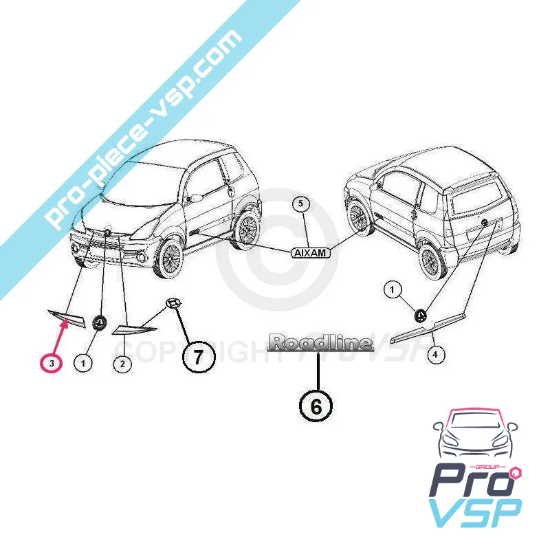 Bande chromée droite pour aixam city roadline crossline et scouty