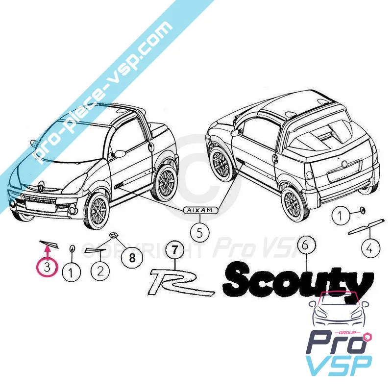 Banda de cromo derecha para aixam city roadline crossline y scouty