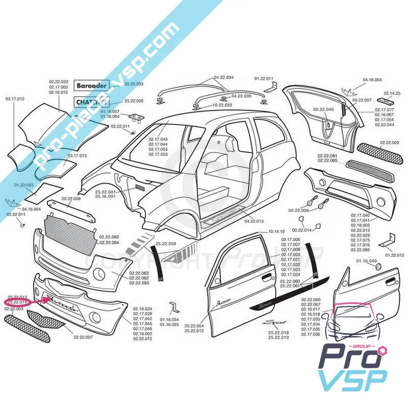 Logo gris anthacite de pare choc pour chatenet barooder