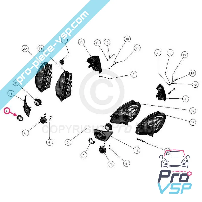 Chrome Entourage des geraden Nebels Ligier Chrome Entourage des geraden Nebels Ligier