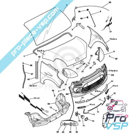 Entourage chromé d'antibrouillard gauche pour Ligier
