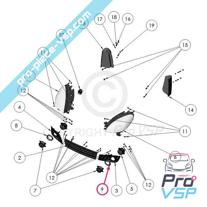 Chrome Entourage des linken Nebels Ligier Chrome Entourage des linken Nebels Ligier
