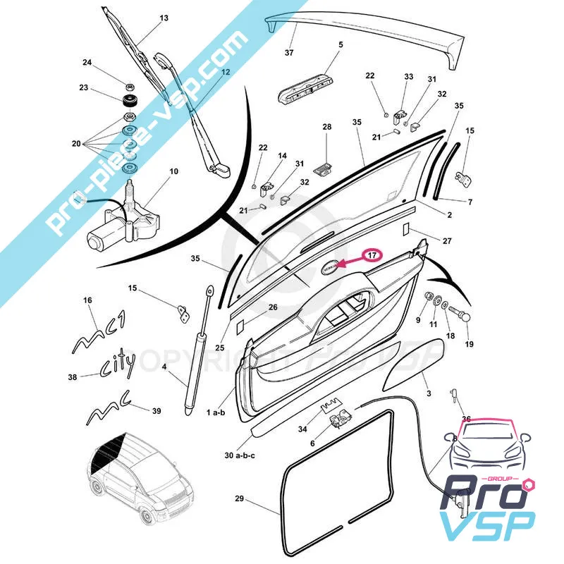 Logo de capot et d'hayon pour microcar mc1 et mc2