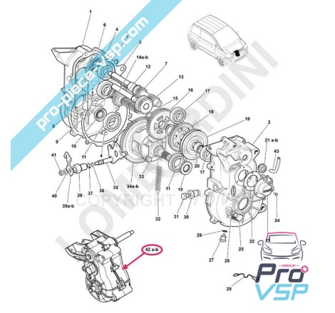 Caixa de engrenagens para microcar mc1 e mc2