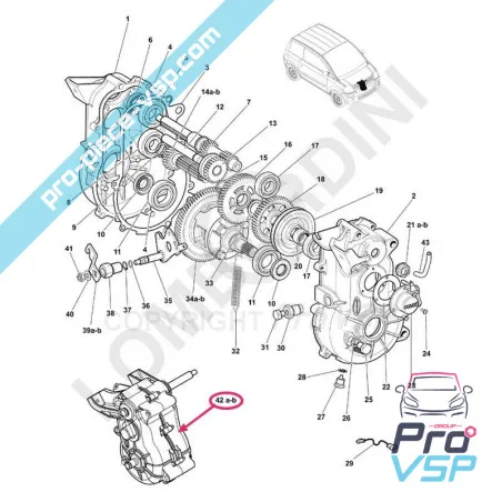 Caixa de engrenagens para microcar mc1 e mc2