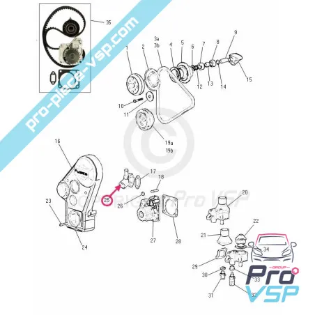 Lombardini engine water pump flange