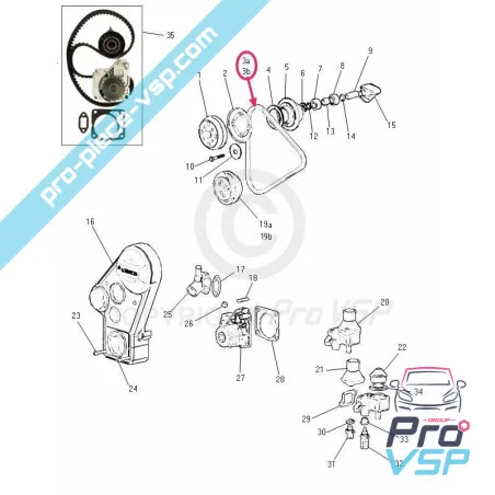 Courroie d'alternateur adaptable pour microcar Mgo 1 et 2 ( moteur Lombardini Progress )