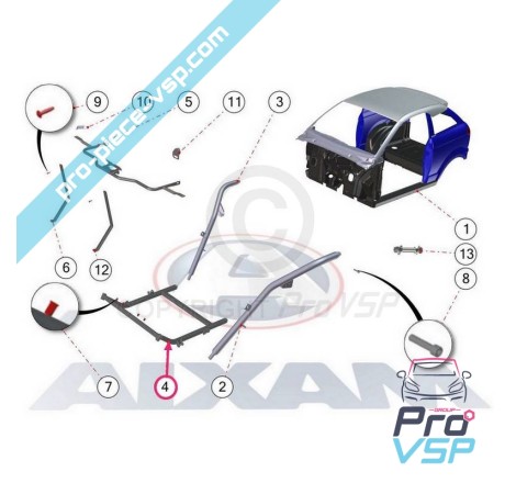 Berço do motor adaptável para Aixam Impulsion Vision