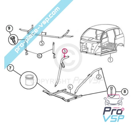 Jambe de suspension droite adaptable pour aixam city crossline scouty roadline