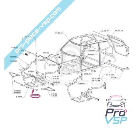 Traverse avant inférieure adaptable pour chatenet ch26 ch30 ch32 ( phase 1 )