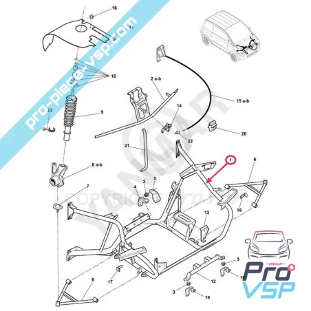 Engine cradle for Microcar mc1 and mc2 ( yanmar )