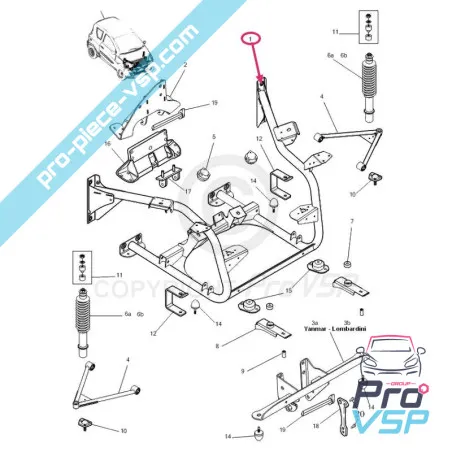 Motor cradle adaptable for Ligier Microcar