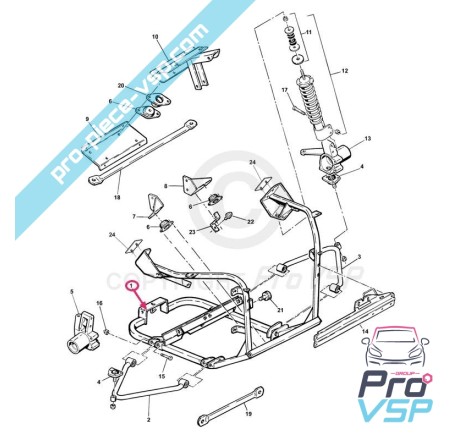 Berceau moteur adaptable pour Microcar Virgo