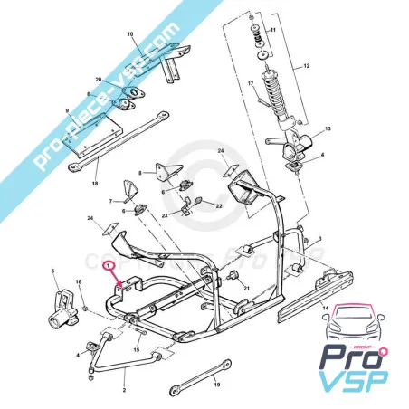 Motor cradle adaptable for Microcar Virgo