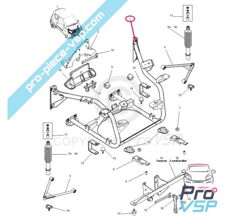 Berceau moteur adaptable pour Microcar M8