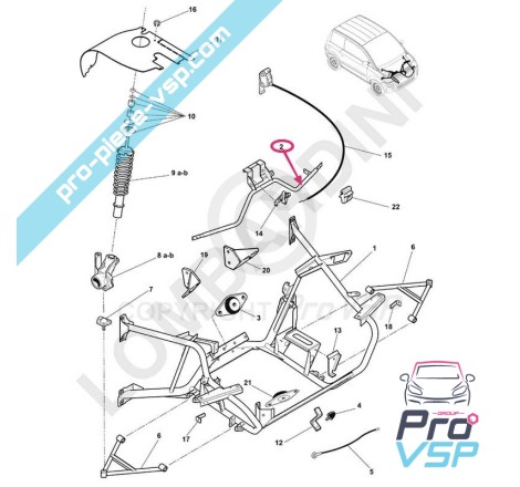 Traverse supérieure pour microcar mc1 et mc2 moteur lombardini