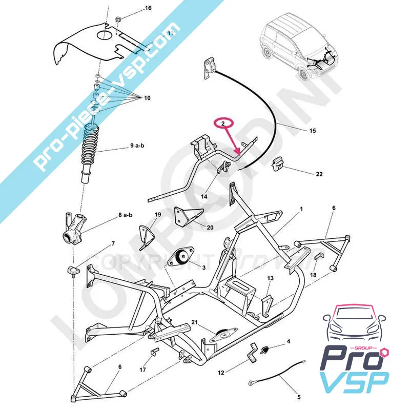 Superior crossing for Microcar mc1 and mc2 Lombardini engine
