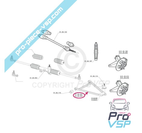 Triangle avant droit pour chatenet ch26 ch28 ch30 ch32 ch33 pick up sporteevo