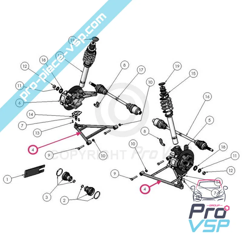 Triangolo adattabile per Ligier ixo (1 ° assembly)